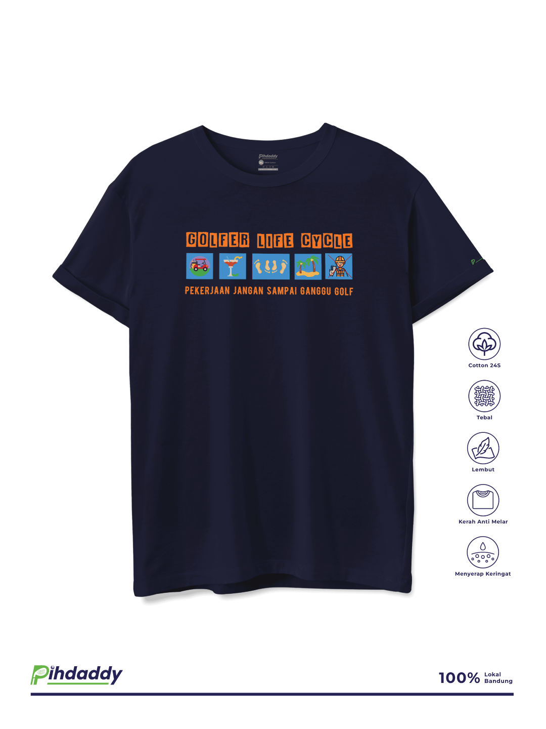PIHDADDY Kaos Pria Wanita Distro Premium Cotton Combed 24'S Golfer Cycle