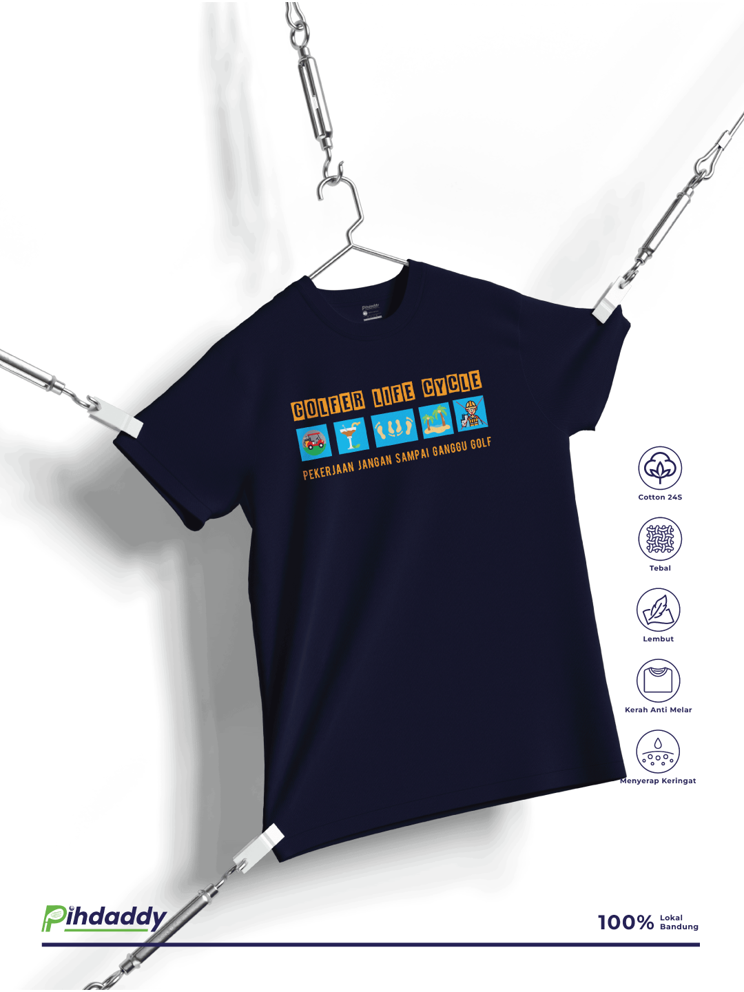 PIHDADDY Kaos Pria Wanita Distro Premium Cotton Combed 24'S Golfer Cycle